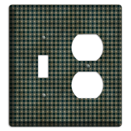 Dark Green Grunge Tiled Tiny Arabesque Toggle / Duplex Wallplate