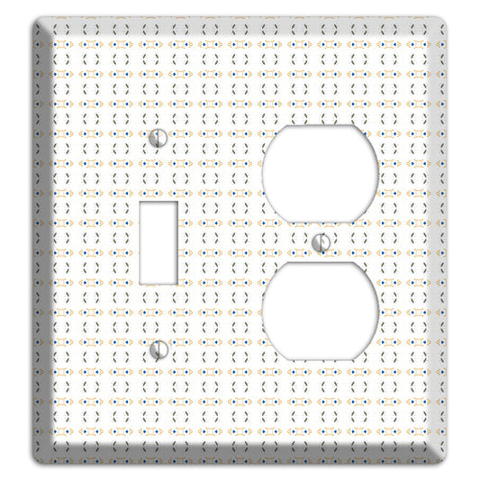 White with Grey and Olive Simple Geometric Toggle / Duplex Wallplate