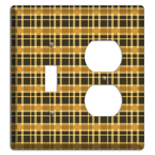 Mustard and Black Plaid Toggle / Duplex Wallplate