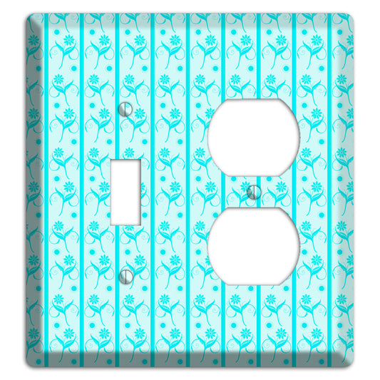 Teal Floral Pattern Toggle / Duplex Wallplate