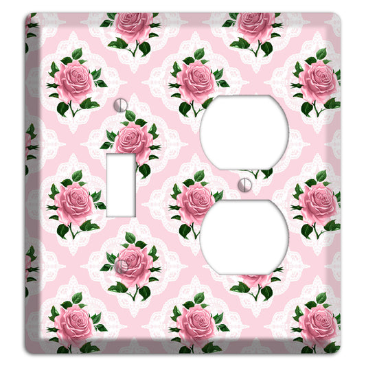 Pink Rose Doily Toggle / Duplex Wallplate