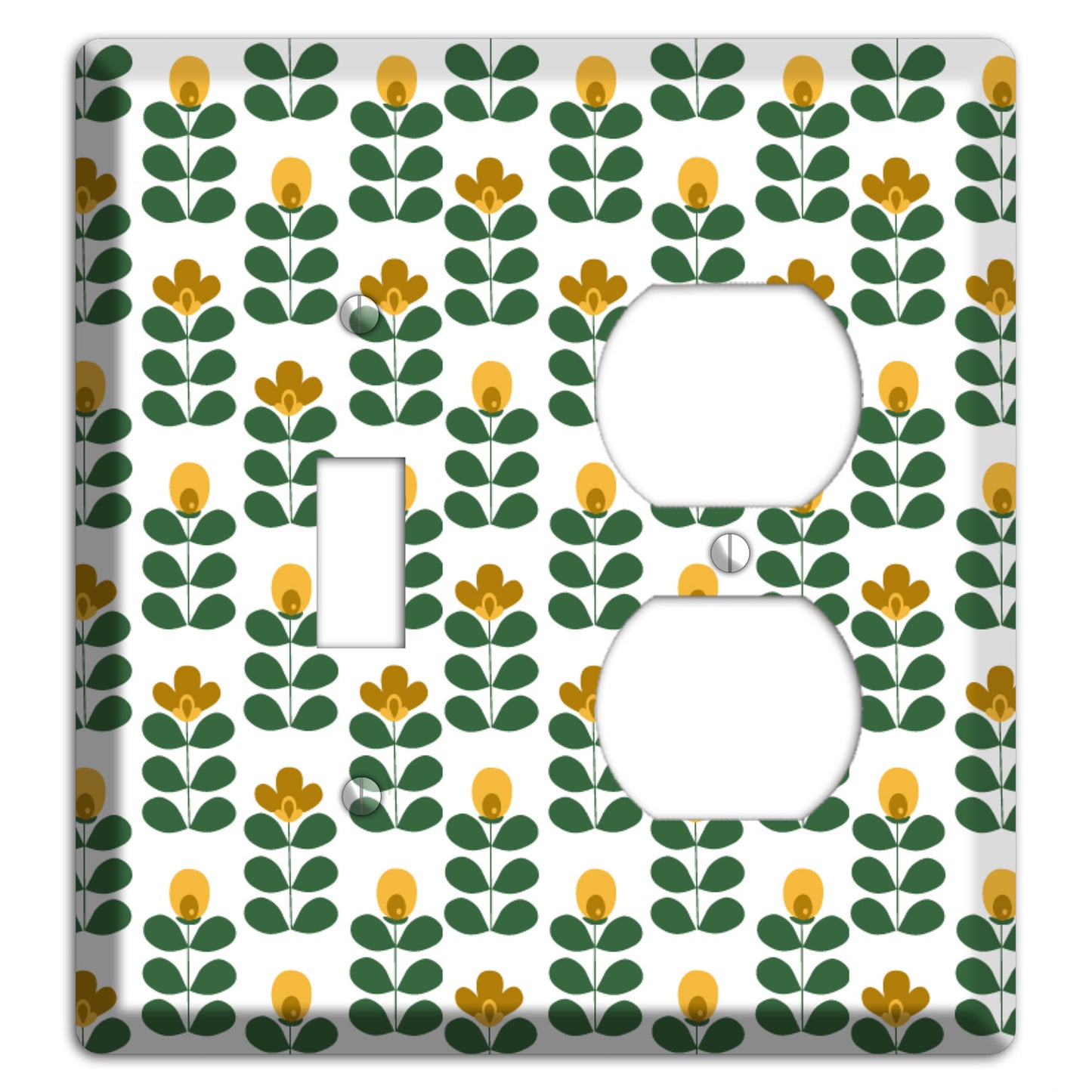 Dark Green Deco Floral Half Drop Toggle / Duplex Wallplate