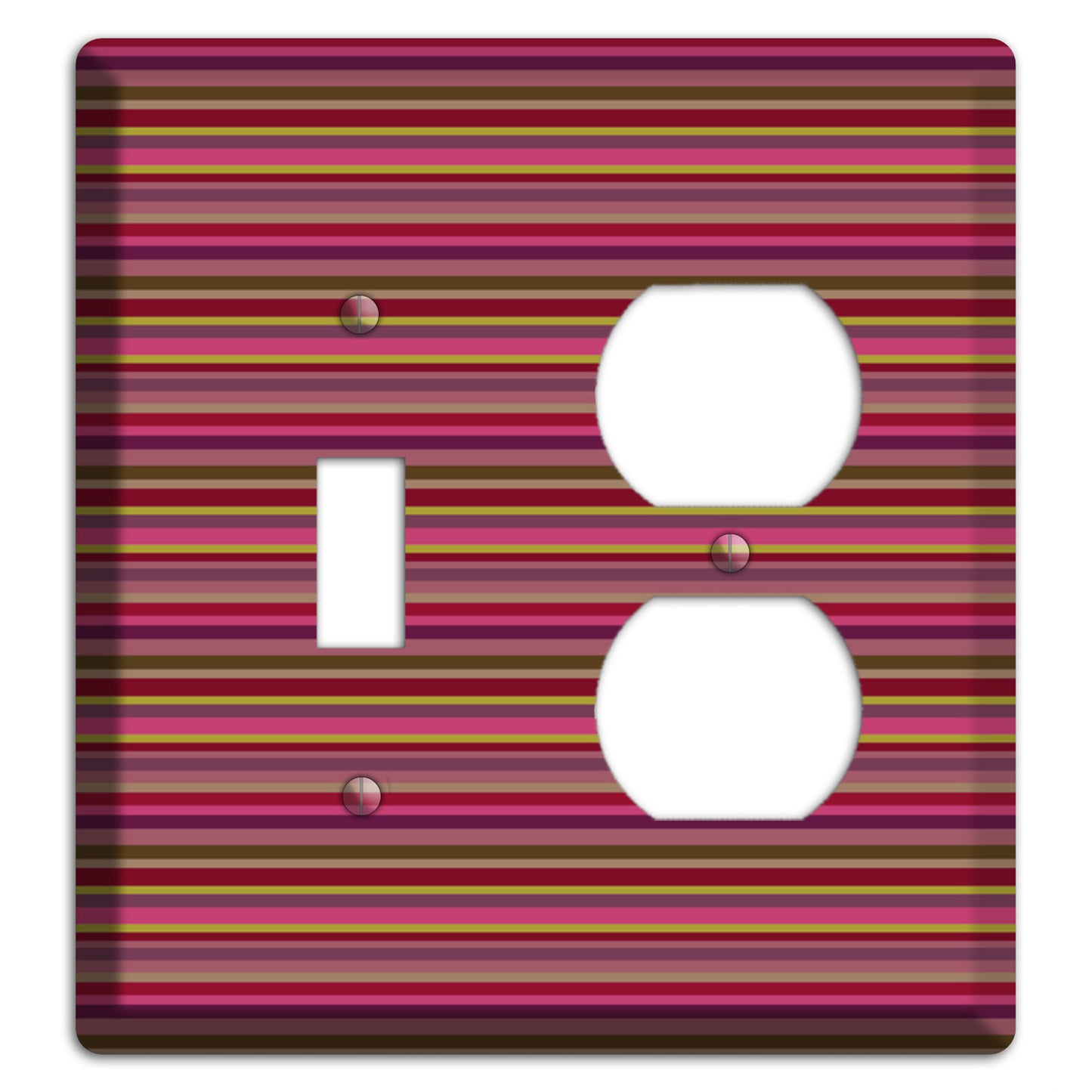 Fuschia Multi Horizontal Stripes Toggle / Duplex Wallplate