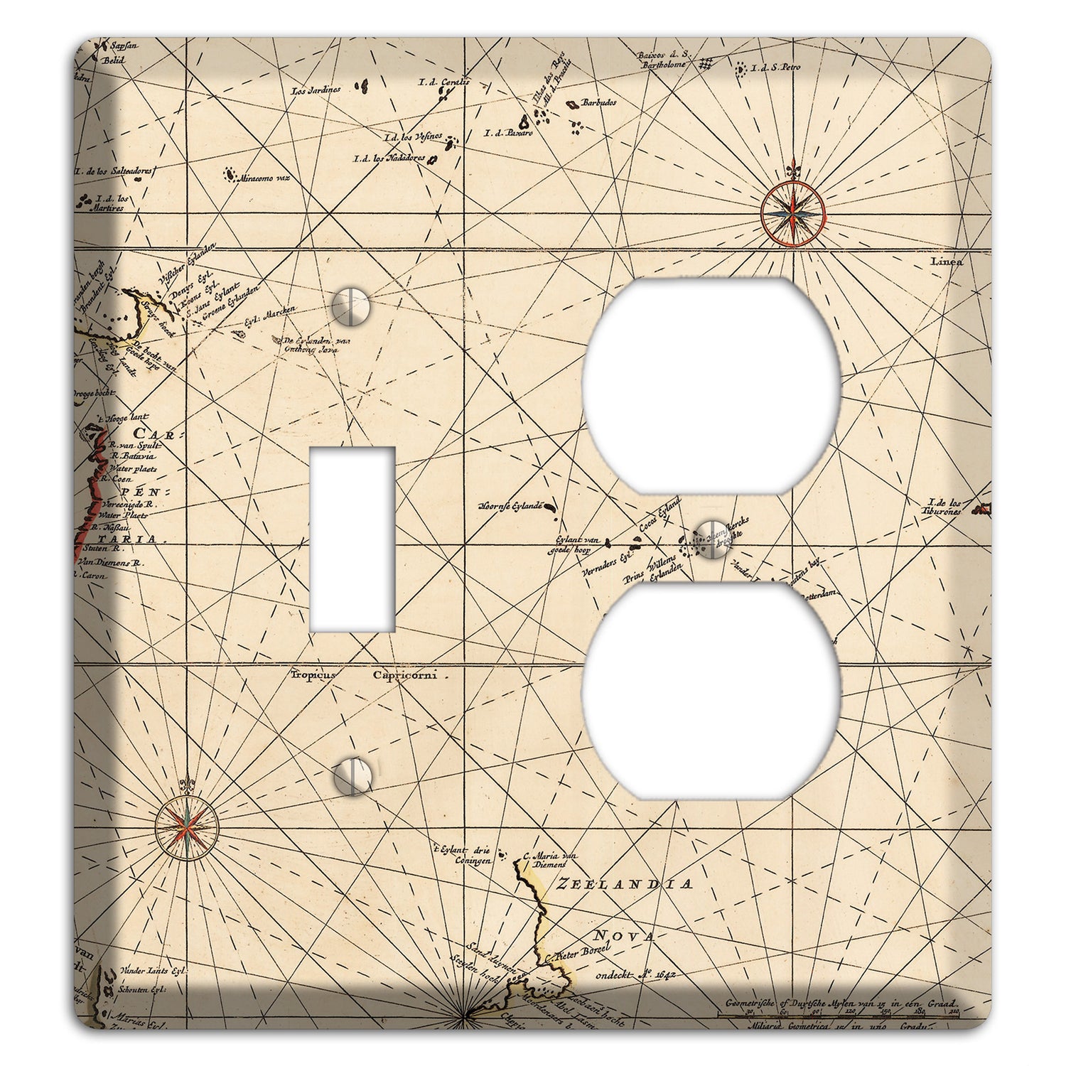 Map of New Zealand Toggle / Duplex Wallplate