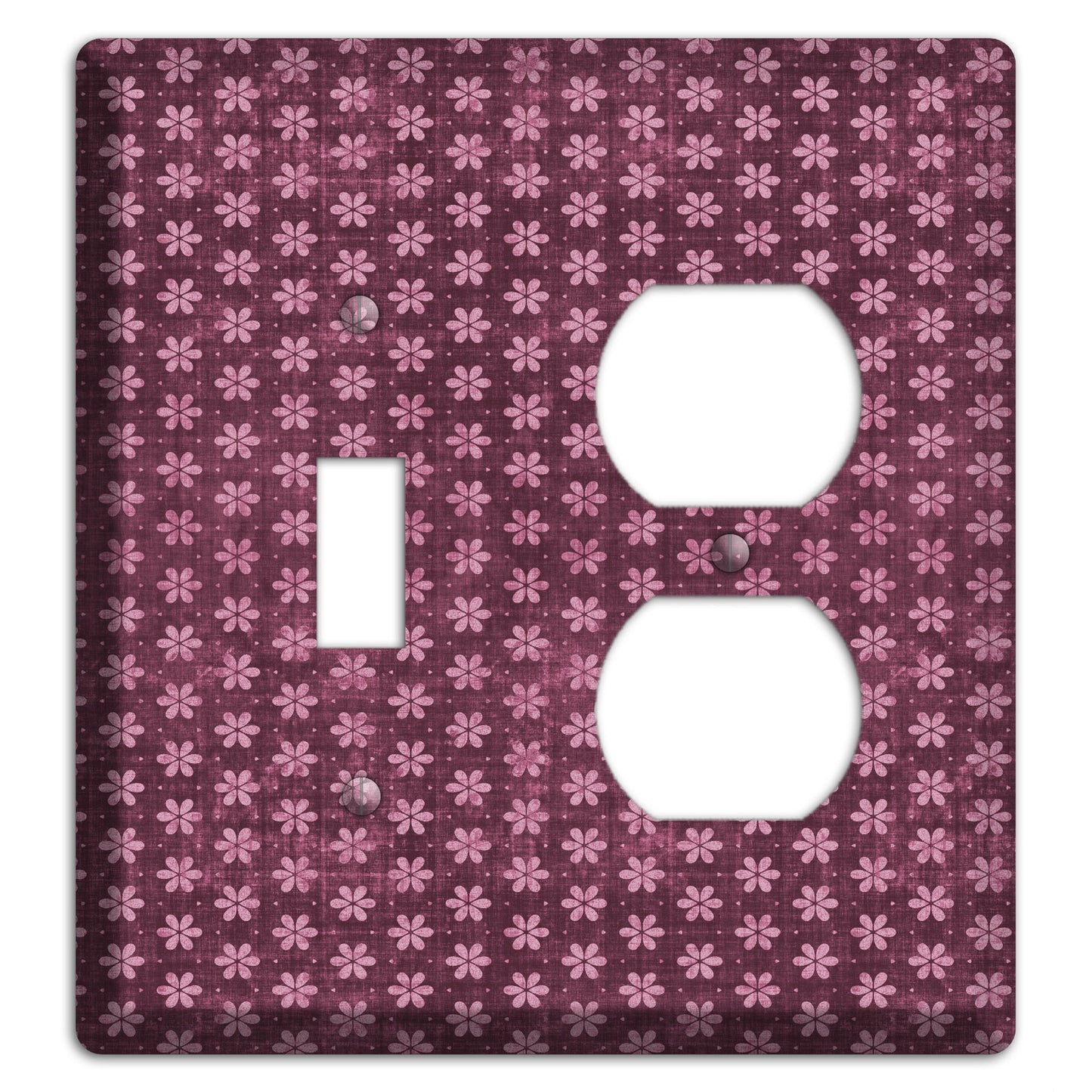 Burgundy Grunge Floral Contour Toggle / Duplex Wallplate