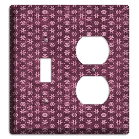 Burgundy Grunge Floral Contour Toggle / Duplex Wallplate