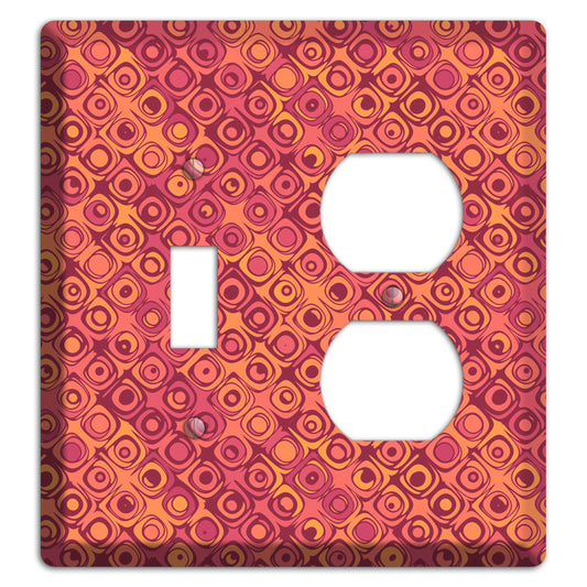 Coral Grunge Retro Circles Toggle / Duplex Wallplate