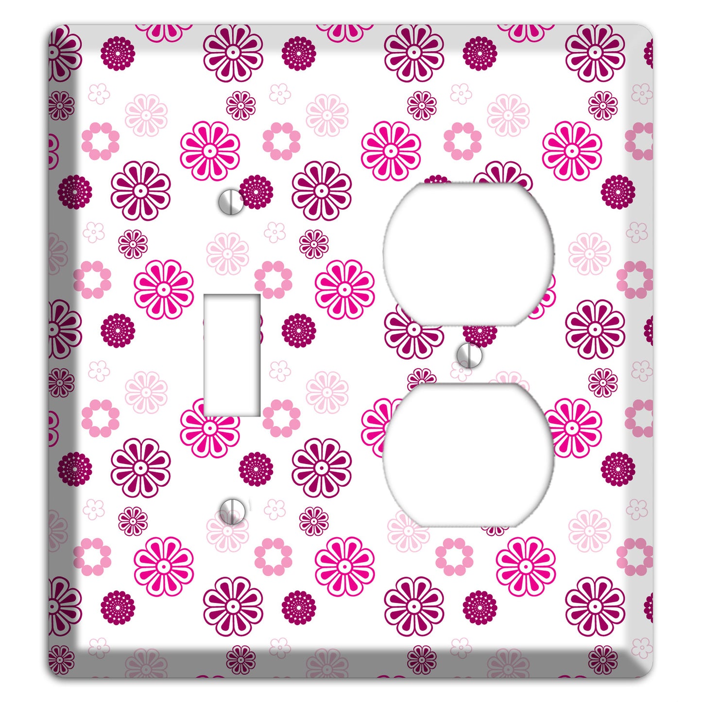 Maroon and Pink Retro Floral Toggle / Duplex Wallplate