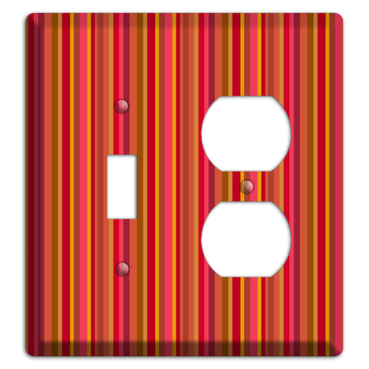 Multi Red Vertical Stripes Toggle / Duplex Wallplate