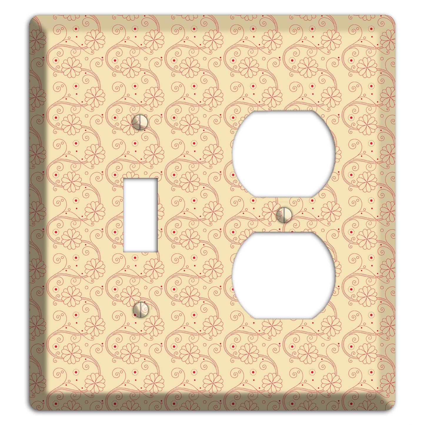 Tiny Off White Floral Swirl Toggle / Duplex Wallplate