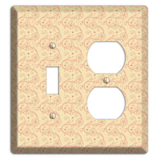 Tiny Off White Floral Swirl Toggle / Duplex Wallplate