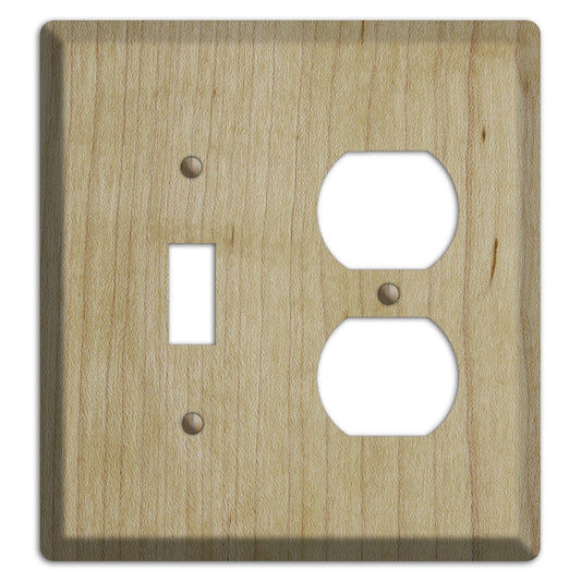 Unfinished Maple Wood Toggle / Duplex Outlet Cover Plate