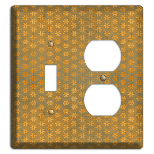 Olive Grunge Floral Contour Toggle / Duplex Wallplate