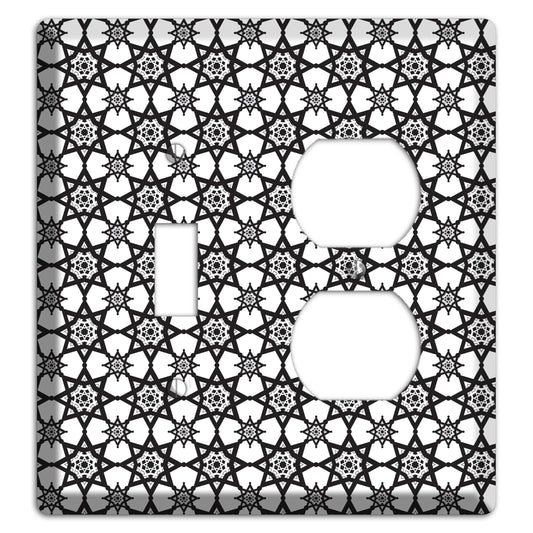 White and Black Arabesque Toggle / Duplex Wallplate