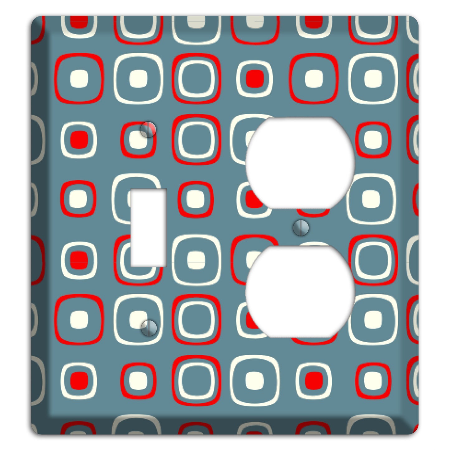 Blue and Red Rounded Squares Toggle / Duplex Wallplate