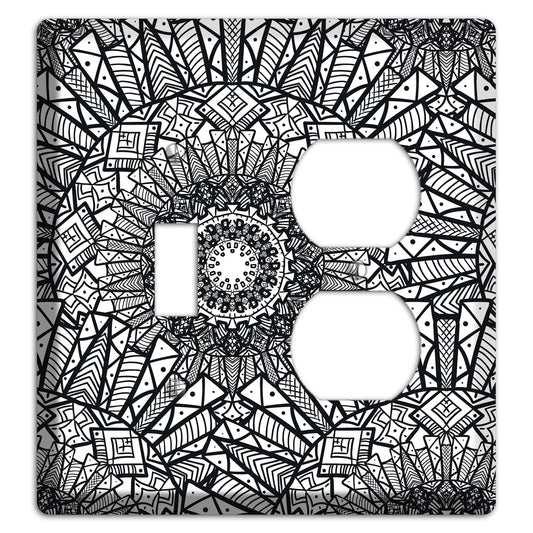 Mandala Black and White Style X Cover Plates Toggle / Duplex Wallplate