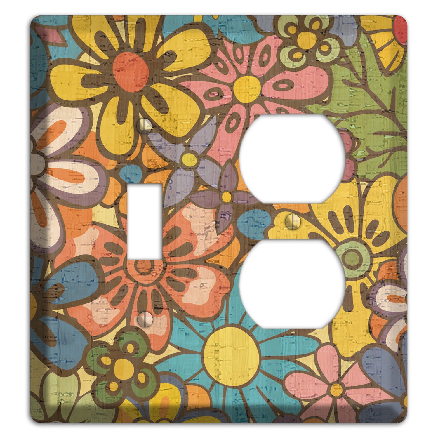 Flower Power Cork Toggle / Duplex Wallplate