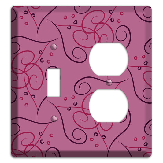 Pink Scroll Hearts Toggle / Duplex Wallplate