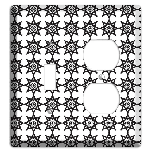 White with Black Arabesque Aster Toggle / Duplex Wallplate