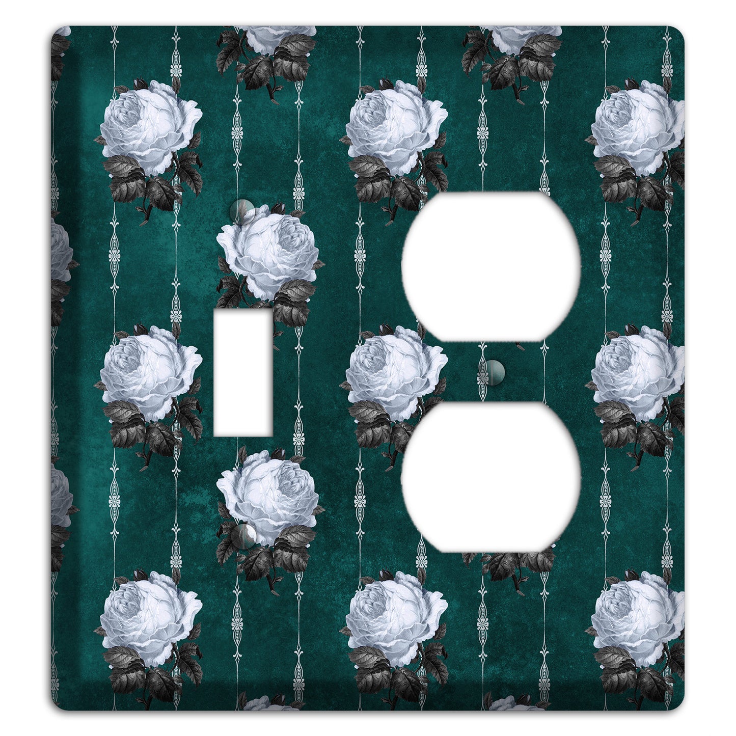 Dramatic Floral Teal Toggle / Duplex Wallplate