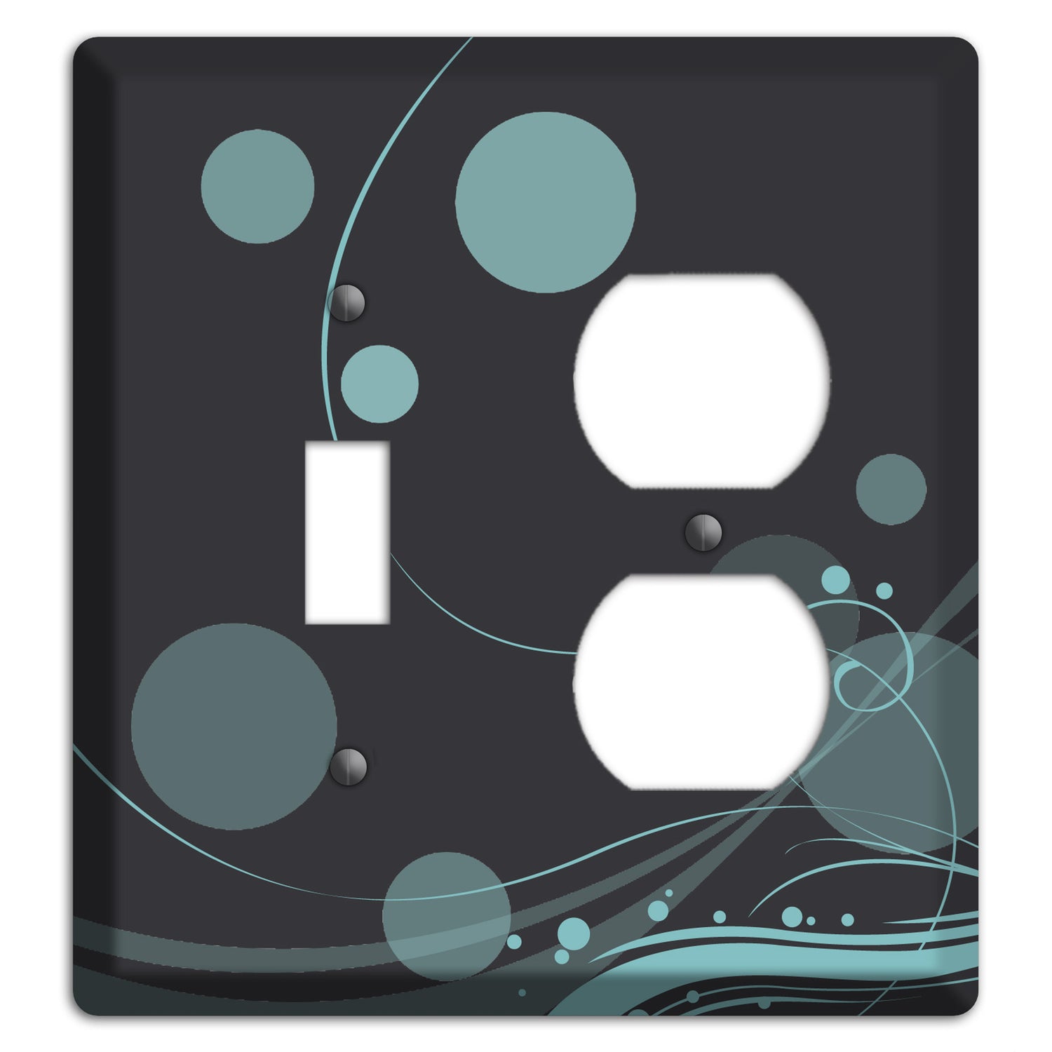 Dark Grey with Blue-grey Dots and Swirls Toggle / Duplex Wallplate