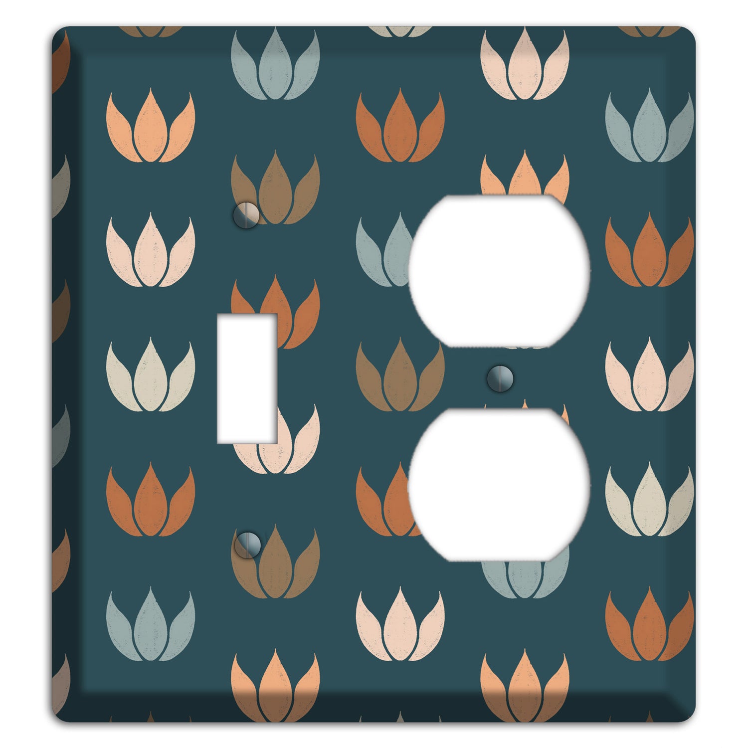 Teal Lotus Print Toggle / Duplex Wallplate