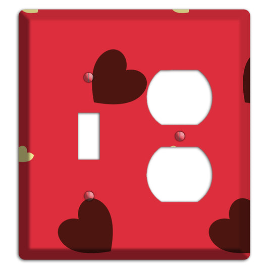 Red with Hearts Toggle / Duplex Wallplate