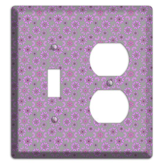 Grey with Tiny Purple Retro Suzani 2 Toggle / Duplex Wallplate