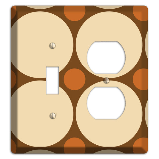 Brown with Beige and Umber Multi Tiled Large Dots Toggle / Duplex Wallplate