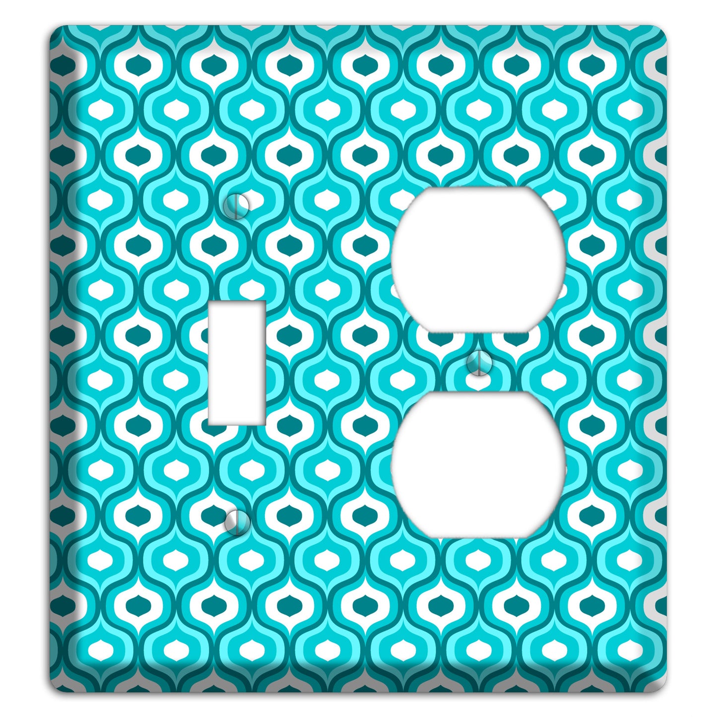 Multi Turquoise Double Scallop Toggle / Duplex Wallplate