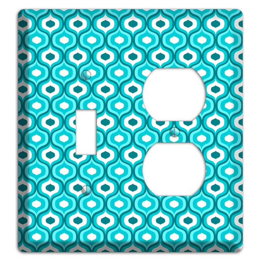 Multi Turquoise Double Scallop Toggle / Duplex Wallplate