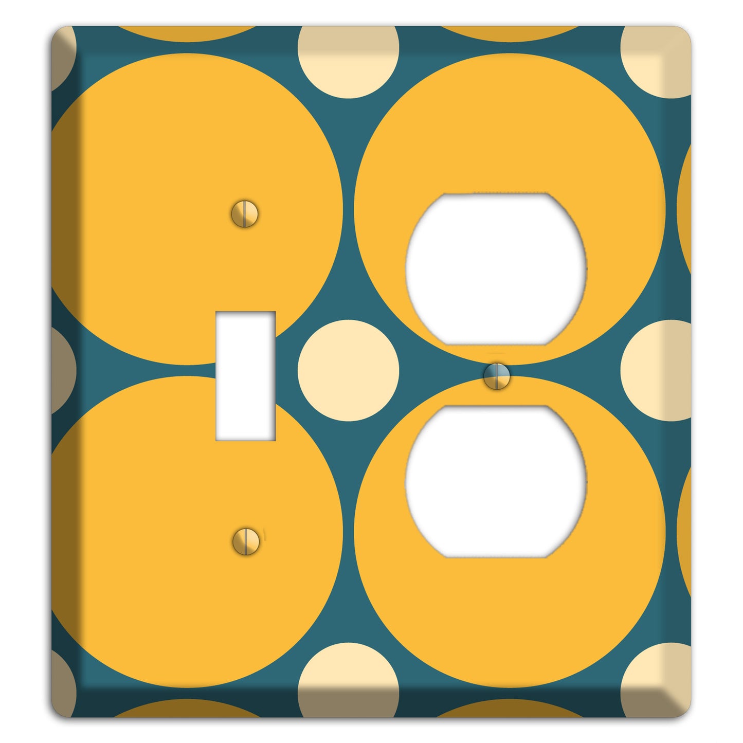 Jade with Mustard and Beige Multi Tiled Large Dots Toggle / Duplex Wallplate