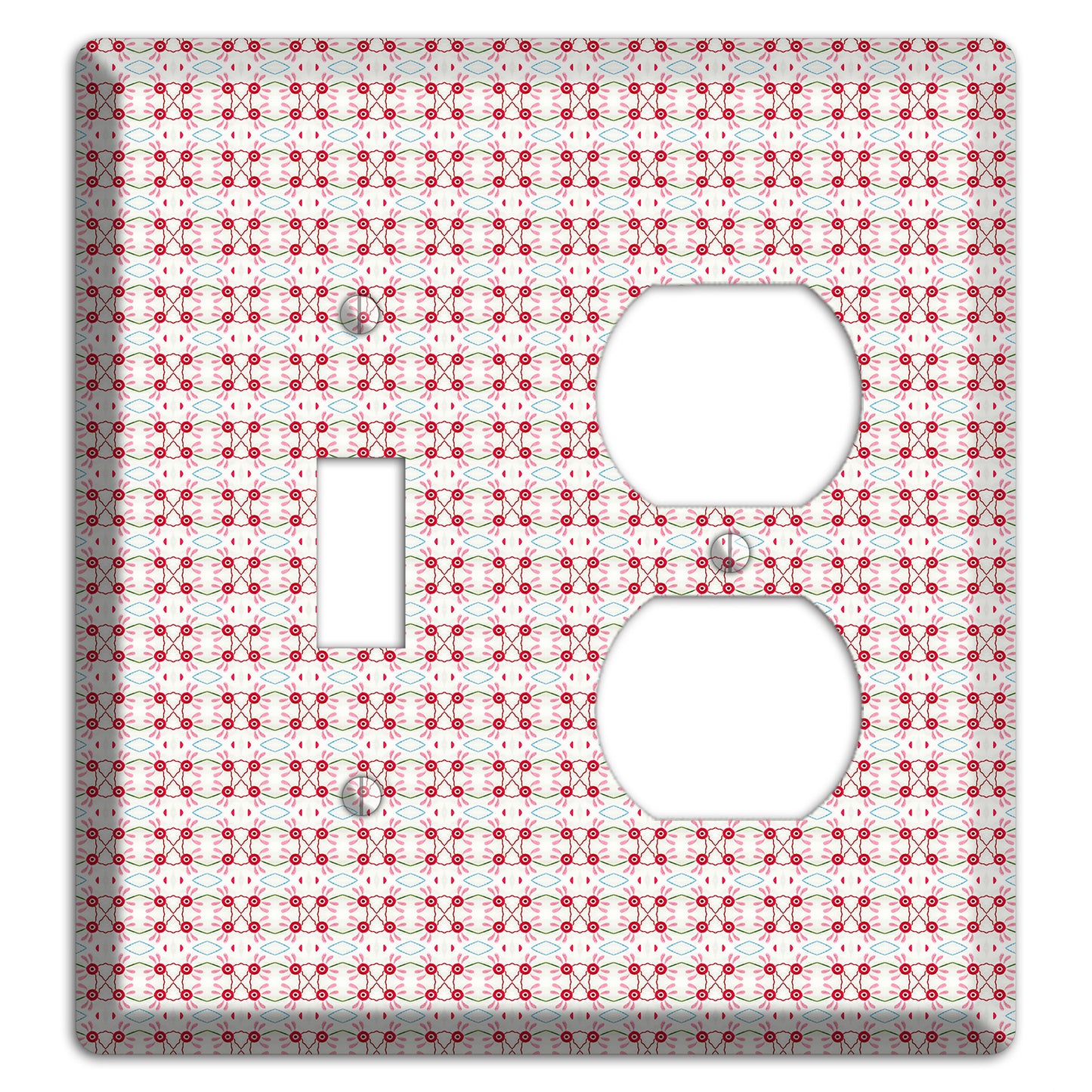 White with Red Ball and Stick Tapestry Toggle / Duplex Wallplate