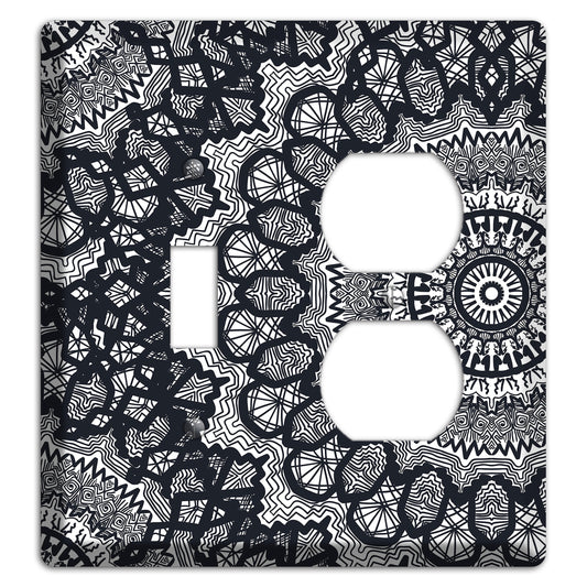 Mandala Black and White Style T Cover Plates Toggle / Duplex Wallplate