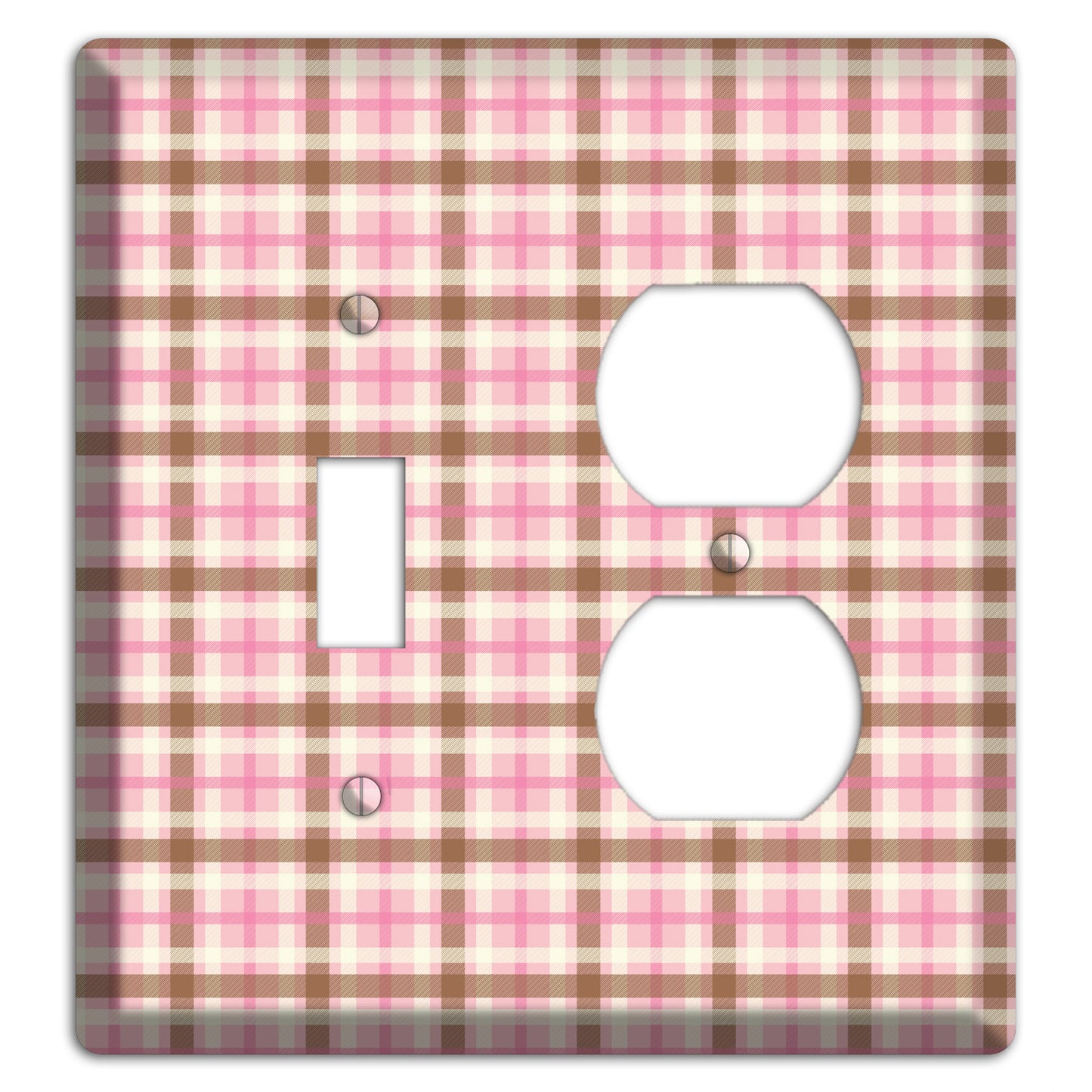 Pink and Brown Plaid Toggle / Duplex Wallplate