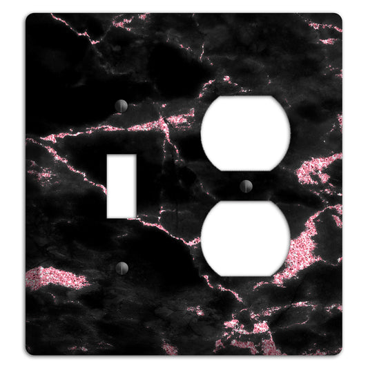 Petite Orchid and Black Marble Toggle / Duplex Wallplate