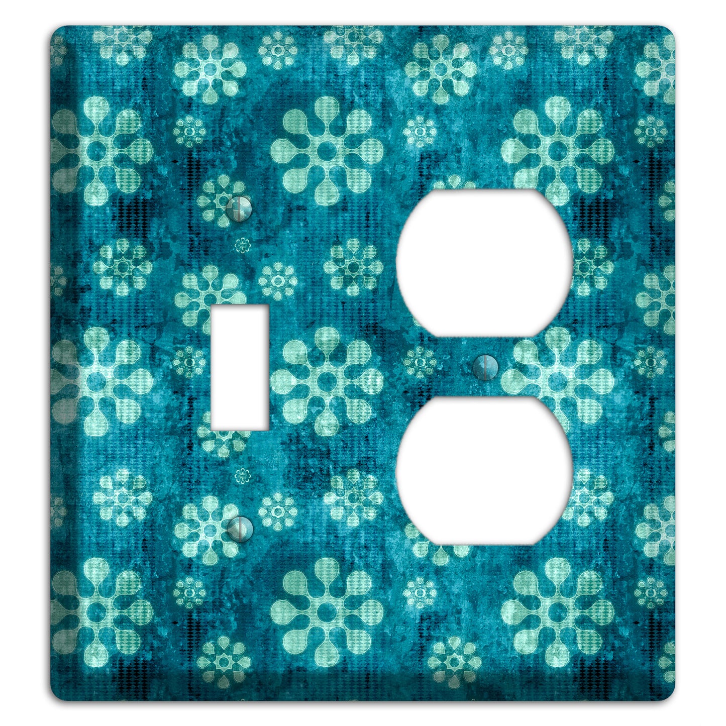 Turquoise Grunge Floral Toggle / Duplex Wallplate