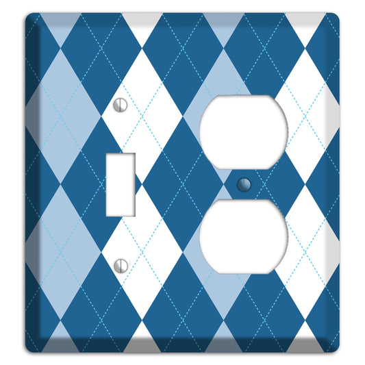 Blue Argyle Toggle / Duplex Wallplate