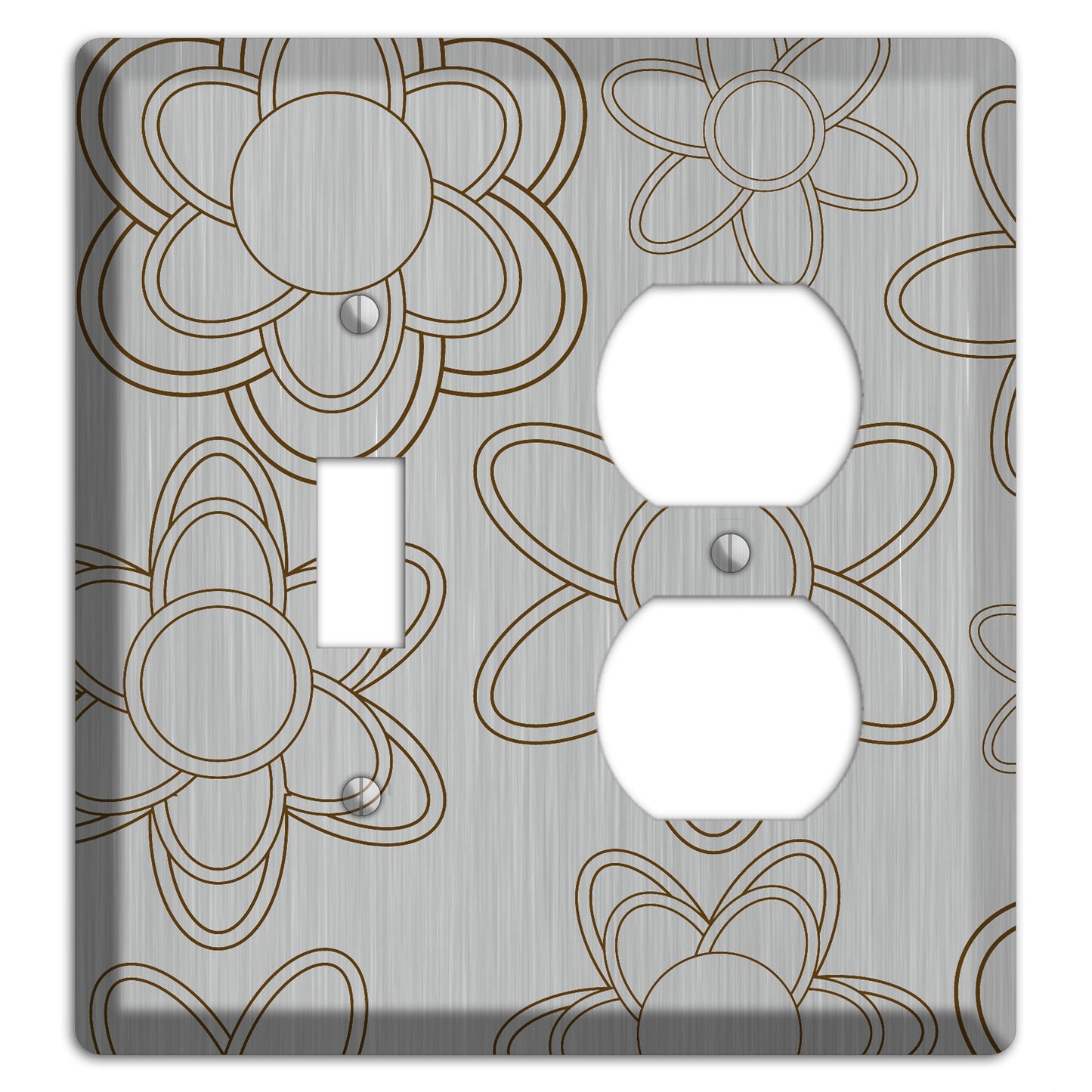 Retro Floral Contour  Stainless Toggle / Duplex Wallplate