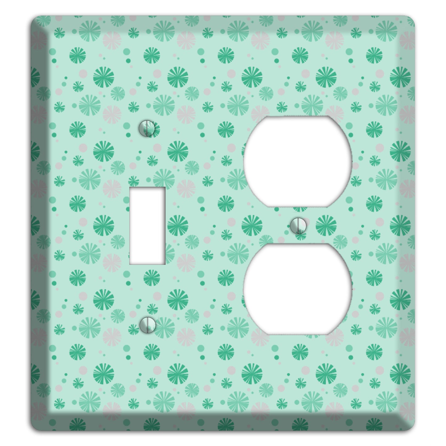 Multi Aqua and Grey Retro Burst Toggle / Duplex Wallplate