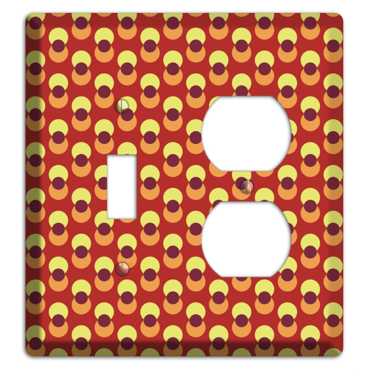 Red Yellow Coral Overlain Dots Toggle / Duplex Wallplate