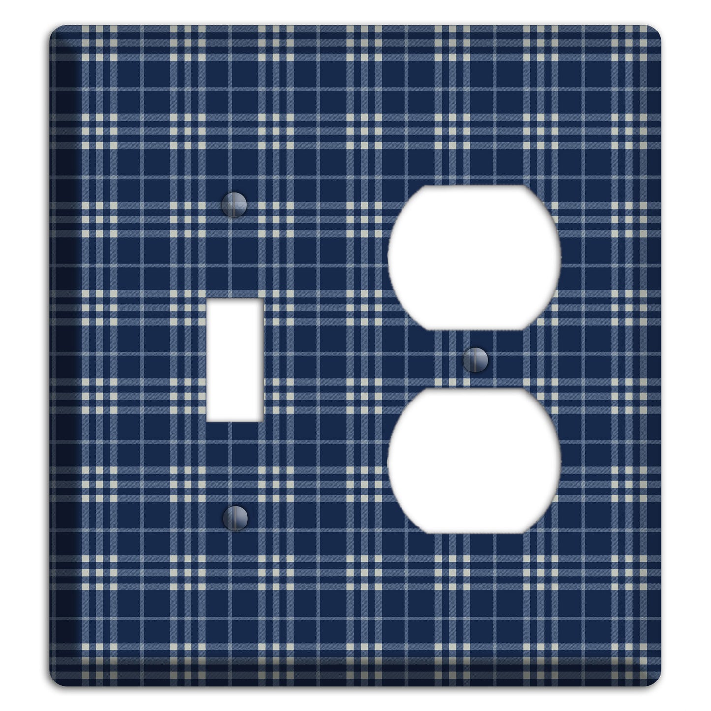 Blue and White Plaid Toggle / Duplex Wallplate