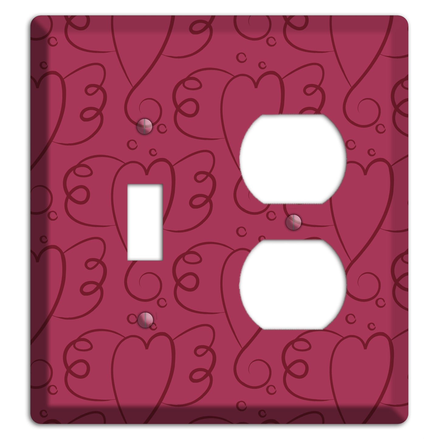 Fuschia Winged Hearts Toggle / Duplex Wallplate