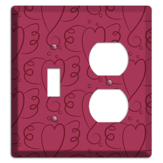 Fuschia Winged Hearts Toggle / Duplex Wallplate