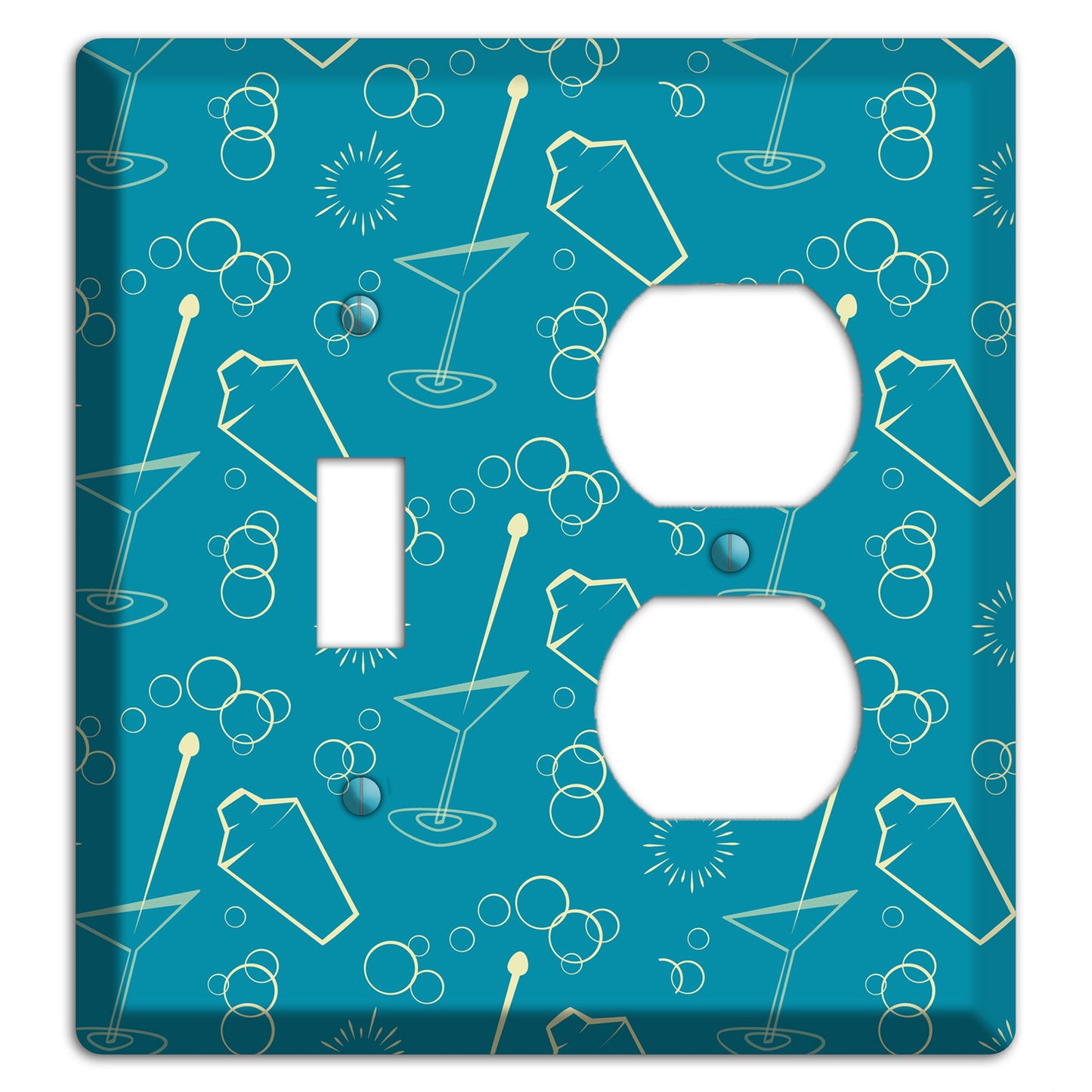 Teal Cocktail Hour Toggle / Duplex Wallplate