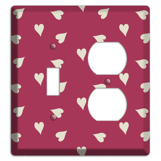 Fuschia with White Hearts Toggle / Duplex Wallplate