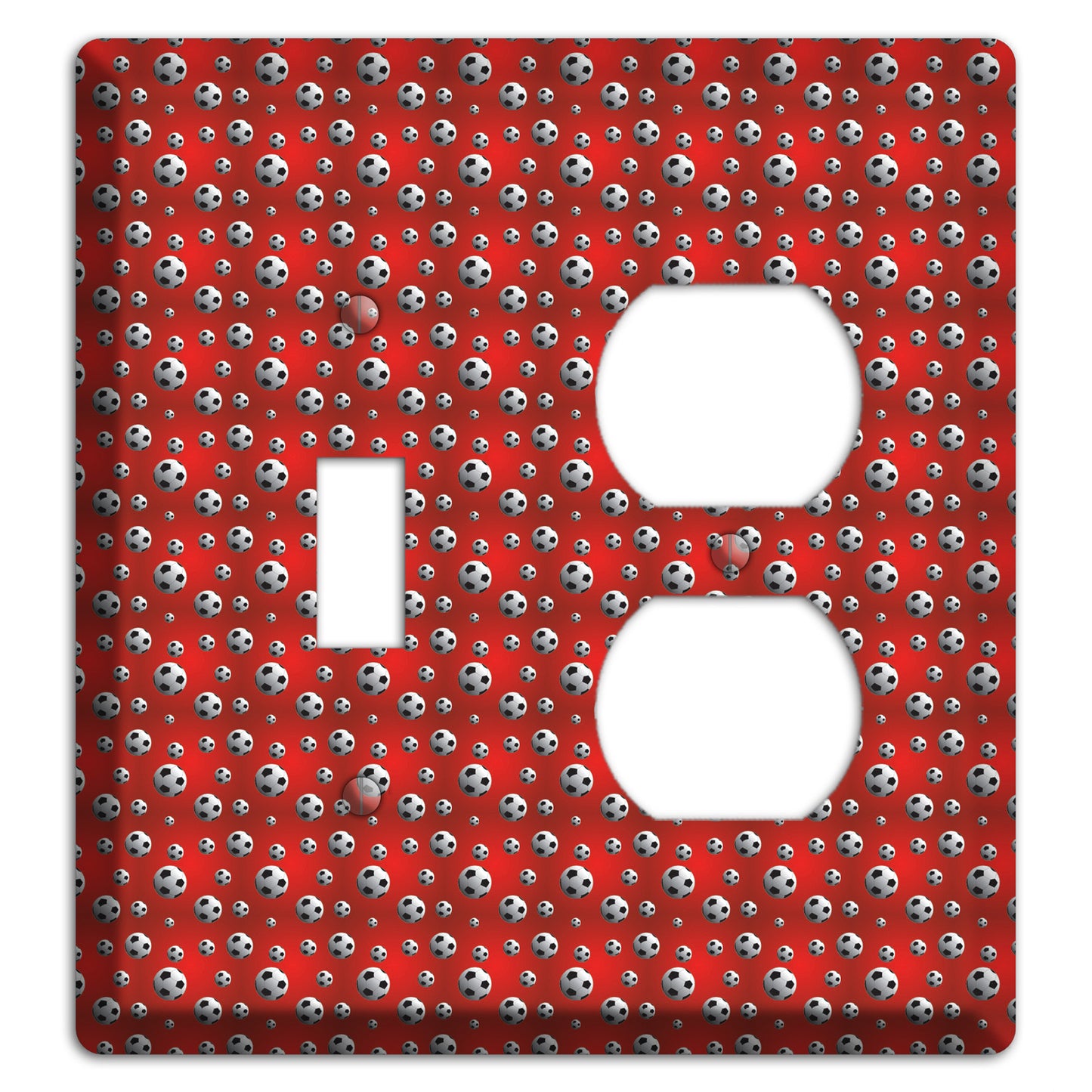 Red with Soccer Balls Toggle / Duplex Wallplate