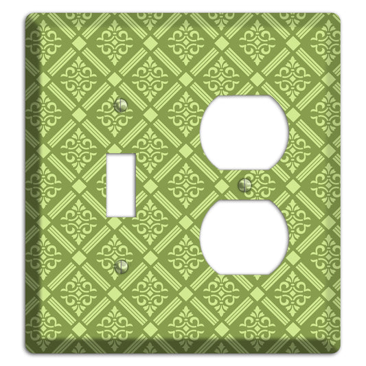 Green Damask diamonds Toggle / Duplex Wallplate