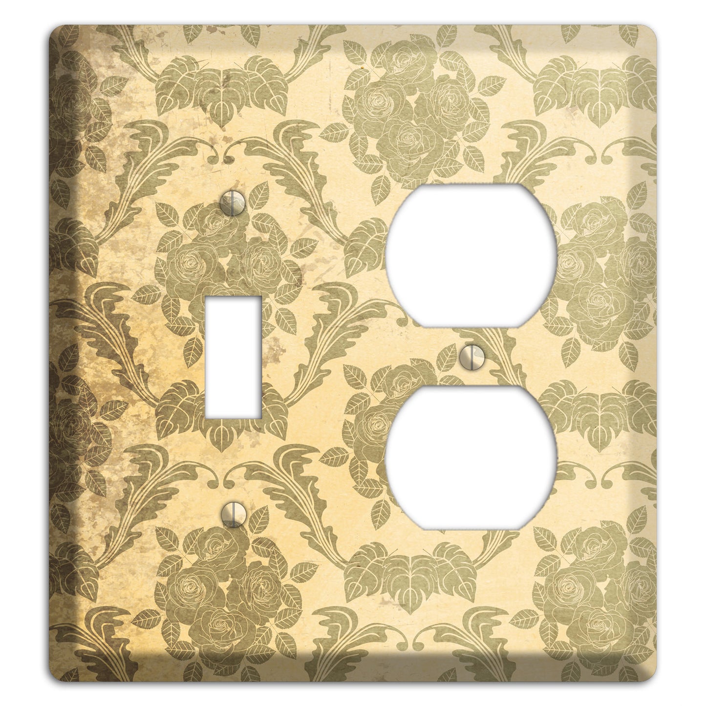 Straw Vintage Rose Damask Toggle / Duplex Wallplate