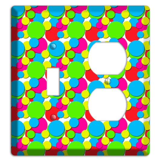 Turquoise Fuschia Lime Red Yellow Bubble Dots Toggle / Duplex Wallplate